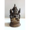 ANTICA STATUA BUDDA SEDUTO PREGHIERA MEDITAZIONE OTTONE PATINA VINTAGE 
