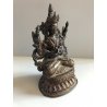 ANTICA STATUA BUDDA SEDUTO PREGHIERA MEDITAZIONE OTTONE PATINA VINTAGE 