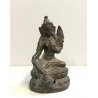 PICCOLA ANTICA STATUA FIGURA BUDDA SEDUTO PREGHIERA MEDITAZIONE OTTONE VINTAGE 