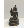 PICCOLA ANTICA STATUA FIGURA BUDDA SEDUTO PREGHIERA MEDITAZIONE OTTONE VINTAGE 