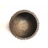 ANTICO VASO BRONZO TONDO ARTE ORIENTALE DECORO RILIEVO RICCI TESTA di BUDDHA 
