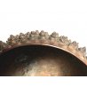 ANTICO VASO BRONZO TONDO ARTE ORIENTALE DECORO RILIEVO RICCI TESTA di BUDDHA 