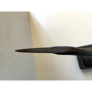 RARO ANTICO FERRO DA STIRO manico lungo PIEGA SULLA PIASTRA 1700 antique iron