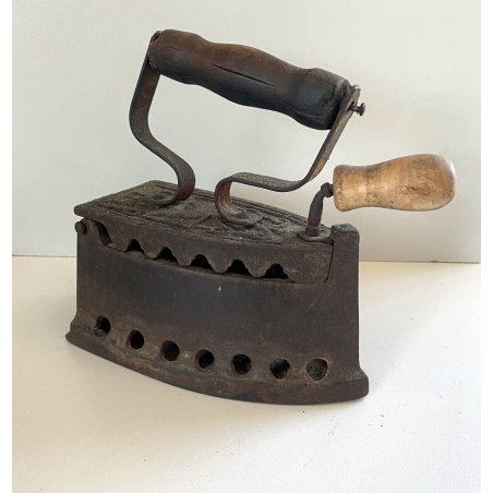 GRANDE RARO ANTICO FERRO DA STIRO a CARBONE EPOCA 1800 antique iron 