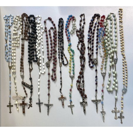 LOTTO n° 13  ANTICHI VECCHI CORONE ROSARIO COLLEZIONE RELIGIOSO PREGHIERA CROCE