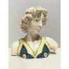 ANTICO BUSTO M. Salvini MAIOLICA BIANCA SMALTO POLICROMO David del Verrocchio 