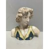 ANTICO BUSTO M. Salvini MAIOLICA BIANCA SMALTO POLICROMO David del Verrocchio 