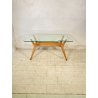 TAVOLO BASSO CAFFE' VINTAGE LEGNO FAGGIO CRISTALLO ATTR. Mollino Gio Ponti '50s