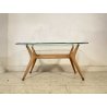 TAVOLO BASSO CAFFE' VINTAGE LEGNO FAGGIO CRISTALLO ATTR. Mollino Gio Ponti '50s