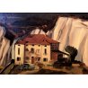 QUADRO DIPINTO OLIO Carlo Monti PAESAGGIO ROCCA CASA RURALE LAGO MAGGIORE