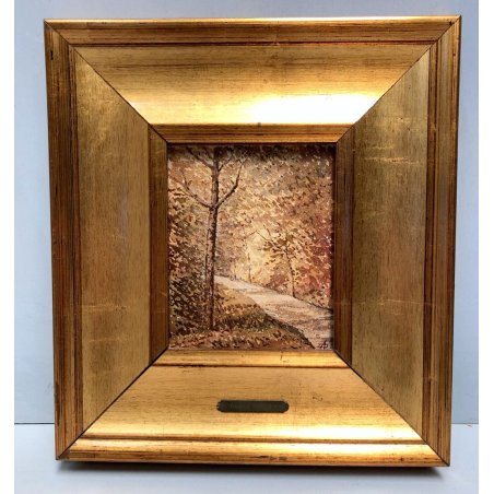 QUADRO DIPINTO OLIO TELA  Danilo Andreis STRADA SILENZIOSA Valsesia Cellio 1980