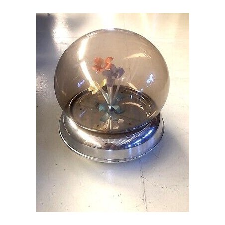 LAMPADA TAVOLO METALLO PLEXIGLASS FUME' FIORI FIBRA OTTICA GIREVOLI ANNI '70 
