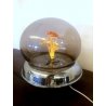 LAMPADA TAVOLO METALLO PLEXIGLASS FUME' FIORI FIBRA OTTICA GIREVOLI ANNI '70 