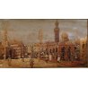 QUADRO OLIO TAVOLA V. Darneir VEDUTA CITTA' ORIENTALE PIAZZA MOSCHEA CUPOLA '900