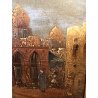 QUADRO OLIO TAVOLA V. Darneir VEDUTA CITTA' ORIENTALE PIAZZA MOSCHEA CUPOLA '900