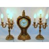 ANTICO TRITTICO Orologio Parigina 2 CANDELABRO epoca 1900 OTTONE DORATO MARMO