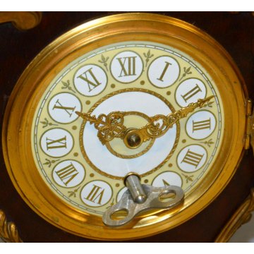 ANTICO TRITTICO Orologio Parigina 2 CANDELABRO epoca 1900 OTTONE DORATO MARMO
