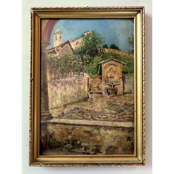 ANTICO PICCOLO QUADRO OLIO Barberis Colazza ALTO VERGANTE San Bernardo EDICOLA 