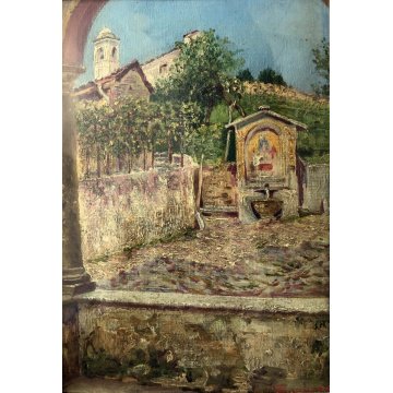 ANTICO PICCOLO QUADRO OLIO Barberis Colazza ALTO VERGANTE San Bernardo EDICOLA 