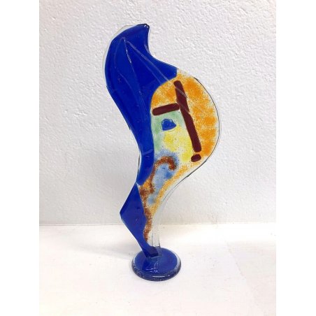 Silvio Vigliaturo SCULTURA VETRO MURANO 1997 DESIGN ASTRATTO VINTAGE 31 CM 