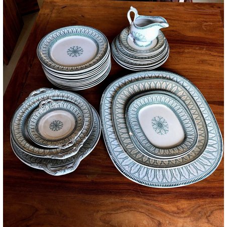 SERVIZIO PIATTI 29 pz Dresden E.U.& M. GERMANY DECORO STAMPATO FOGLIE VERDE