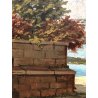 GRANDE QUADRO OLIO TAVOLA Solaro SCORCIO "Orta casa del barcaiolo" LAGO D'ORTA