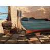 GRANDE QUADRO OLIO TAVOLA Solaro SCORCIO "Orta casa del barcaiolo" LAGO D'ORTA
