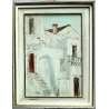 ANTICO QUADRO OLIO TAVOLA Enzo Sozzo VEDUTA PAESAGGIO PUGLIESE SCORCIO CITTA' 64