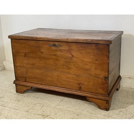 ANTICA PICCOLA CASSAPANCA LEGNO ABETE PANCA BAULE EPOCA 1800 OLD RUSTICA BAITA 