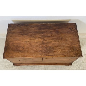 ANTICA PICCOLA CASSAPANCA LEGNO ABETE PANCA BAULE EPOCA 1800 OLD RUSTICA BAITA 