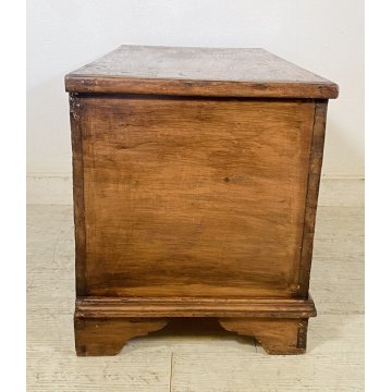 ANTICA PICCOLA CASSAPANCA LEGNO ABETE PANCA BAULE EPOCA 1800 OLD RUSTICA BAITA 