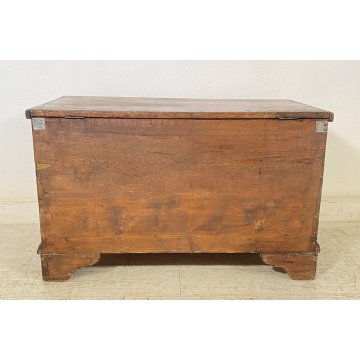 ANTICA PICCOLA CASSAPANCA LEGNO ABETE PANCA BAULE EPOCA 1800 OLD RUSTICA BAITA 