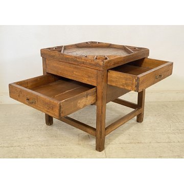 ANTICO TAVOLINO CIABATTINO CALZOLAIO LEGNO ABETE 1800 BANCO BANCHETTO SCARPIERE 