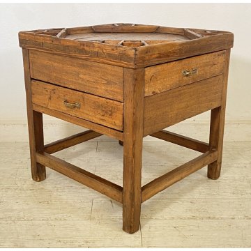ANTICO TAVOLINO CIABATTINO CALZOLAIO LEGNO ABETE 1800 BANCO BANCHETTO SCARPIERE 