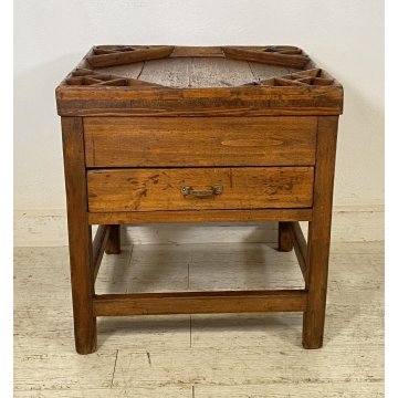 ANTICO TAVOLINO CIABATTINO CALZOLAIO LEGNO ABETE 1800 BANCO BANCHETTO SCARPIERE 