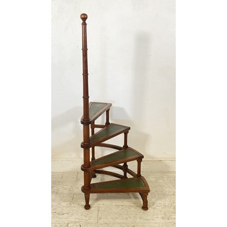 ANTICA SCALETTA INGLESE LIBRERIA BIBLIOTECA LEGNO FAGGIO SCALA ANGOLO SCAFFALE 