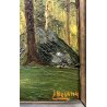 QUADRO DIPINTO OLIO Camillo Besana PAESAGGIO ALPINO BOSCO ABETI MALESCO ALPI 800