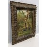 QUADRO DIPINTO OLIO Camillo Besana PAESAGGIO ALPINO BOSCO ABETI MALESCO ALPI 800