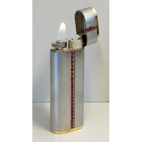 RARO Must de Cartier ACCENDINO TASCA vintage ORO PL. ARGENTO box LIGHTER BRIQUET