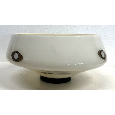  ALZATA CIOTOLA VASSOIO VETRO MURANO VENINI VINTAGE FIRMATO DIEGO CHILO' DESIGN