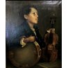 QUADRO DIPINTO COPIA D'AUTORE A. Mancini PICCOLO SAVOIARDO RITRATTO VIOLINO '800