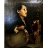 QUADRO DIPINTO COPIA D'AUTORE A. Mancini PICCOLO SAVOIARDO RITRATTO VIOLINO '800
