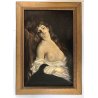 ANTICO QUADRO DIPINTO OLIO RITRATTO FIGURA NUDO FEMMINILE CORNICE GUILLOCHE '800