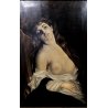 ANTICO QUADRO DIPINTO OLIO RITRATTO FIGURA NUDO FEMMINILE CORNICE GUILLOCHE '800