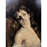 ANTICO QUADRO DIPINTO OLIO RITRATTO FIGURA NUDO FEMMINILE CORNICE GUILLOCHE '800