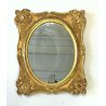 ANTICA SPECCHIERA SPECCHIO OVALE CORNICE LEGNO DECORO FREGI PASTIGLIA DORATO 