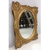ANTICA SPECCHIERA SPECCHIO OVALE CORNICE LEGNO DECORO FREGI PASTIGLIA DORATO 