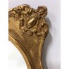 ANTICA SPECCHIERA SPECCHIO OVALE CORNICE LEGNO DECORO FREGI PASTIGLIA DORATO 