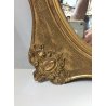 ANTICA SPECCHIERA SPECCHIO OVALE CORNICE LEGNO DECORO FREGI PASTIGLIA DORATO 