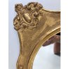 ANTICA SPECCHIERA SPECCHIO OVALE CORNICE LEGNO DECORO FREGI PASTIGLIA DORATO 